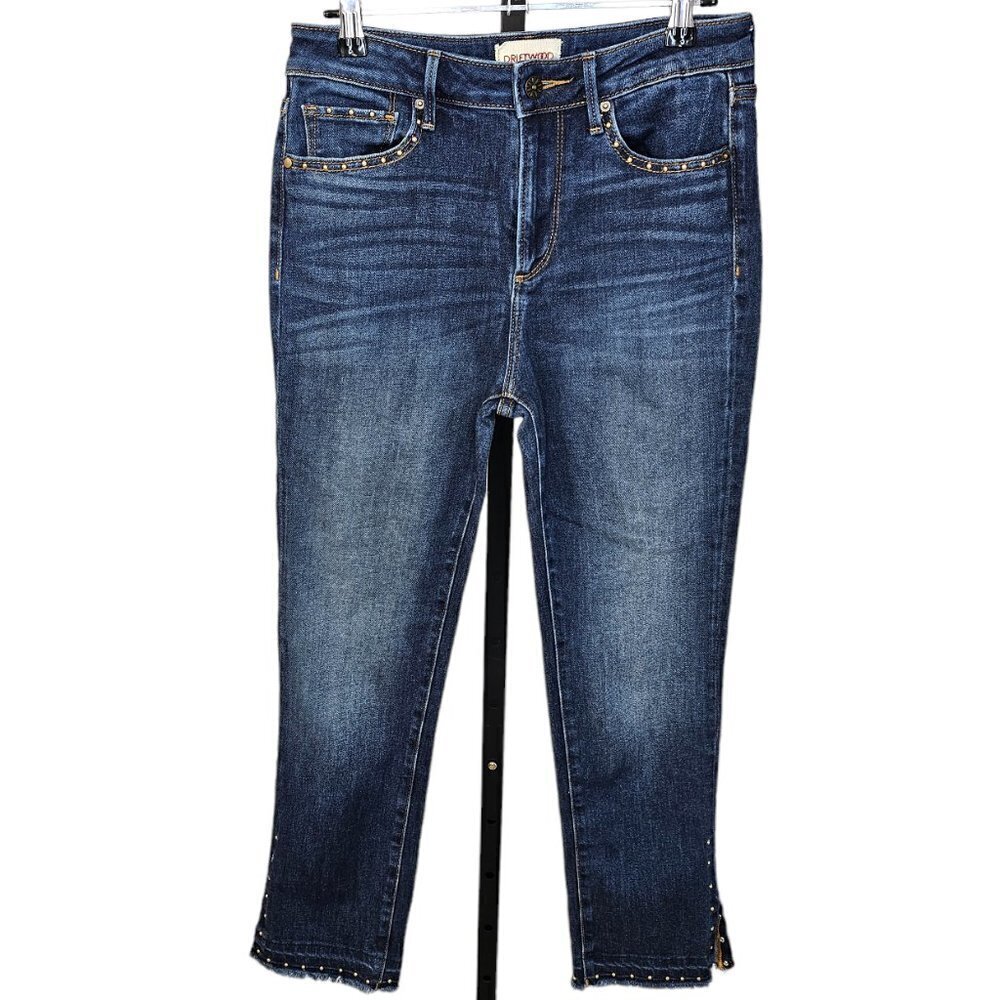 Driftwood Womens Amelia Straight Crop Jeans Studded Size 27 Blue